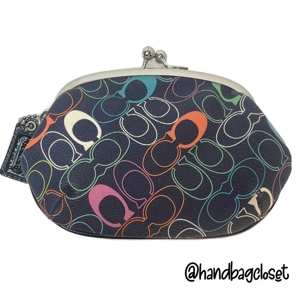 Coach Navy Optic C Rainbow Vintage Coin Bag